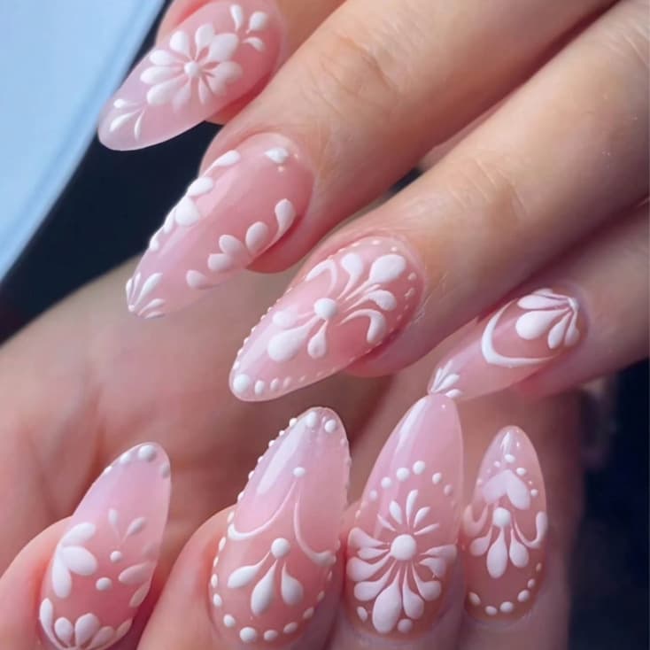 Three-dimensional Relief Flower Wearable Nails Removable Nail Tips
