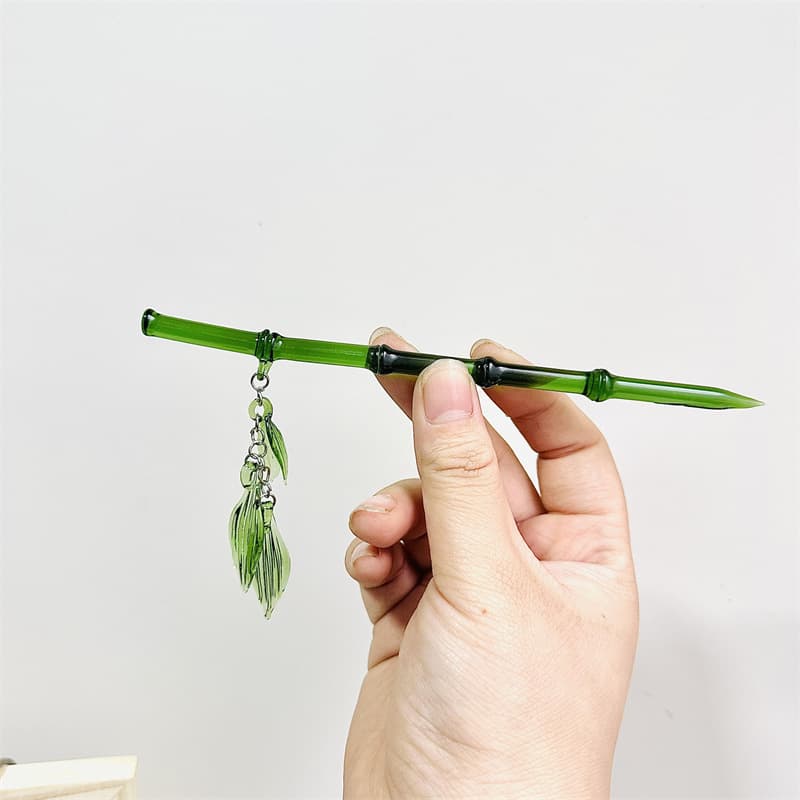 Eternal Night Starlight Glazed Bamboo Leaf Hairpin
