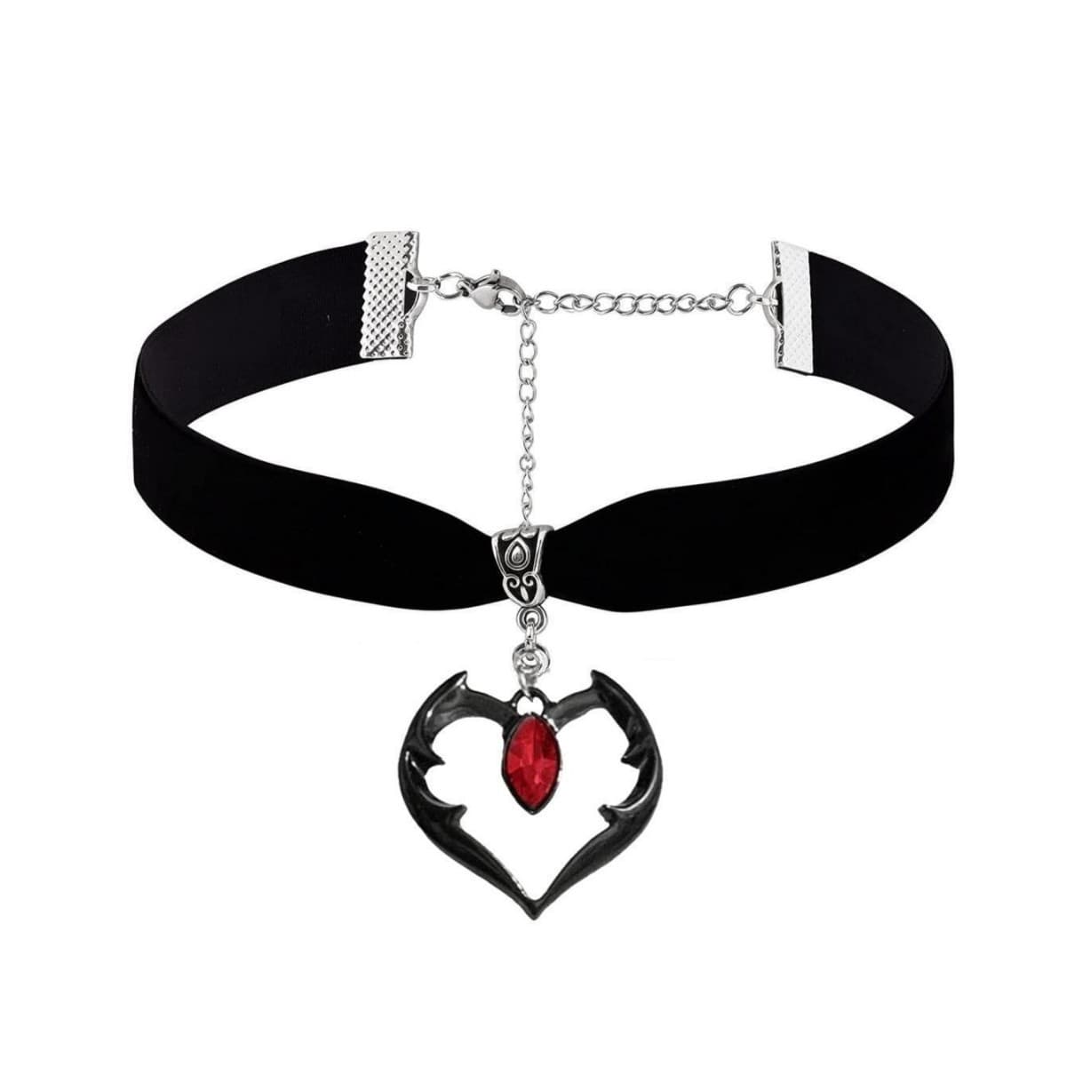 Retro Velvet Black Heart-Shaped Necklace