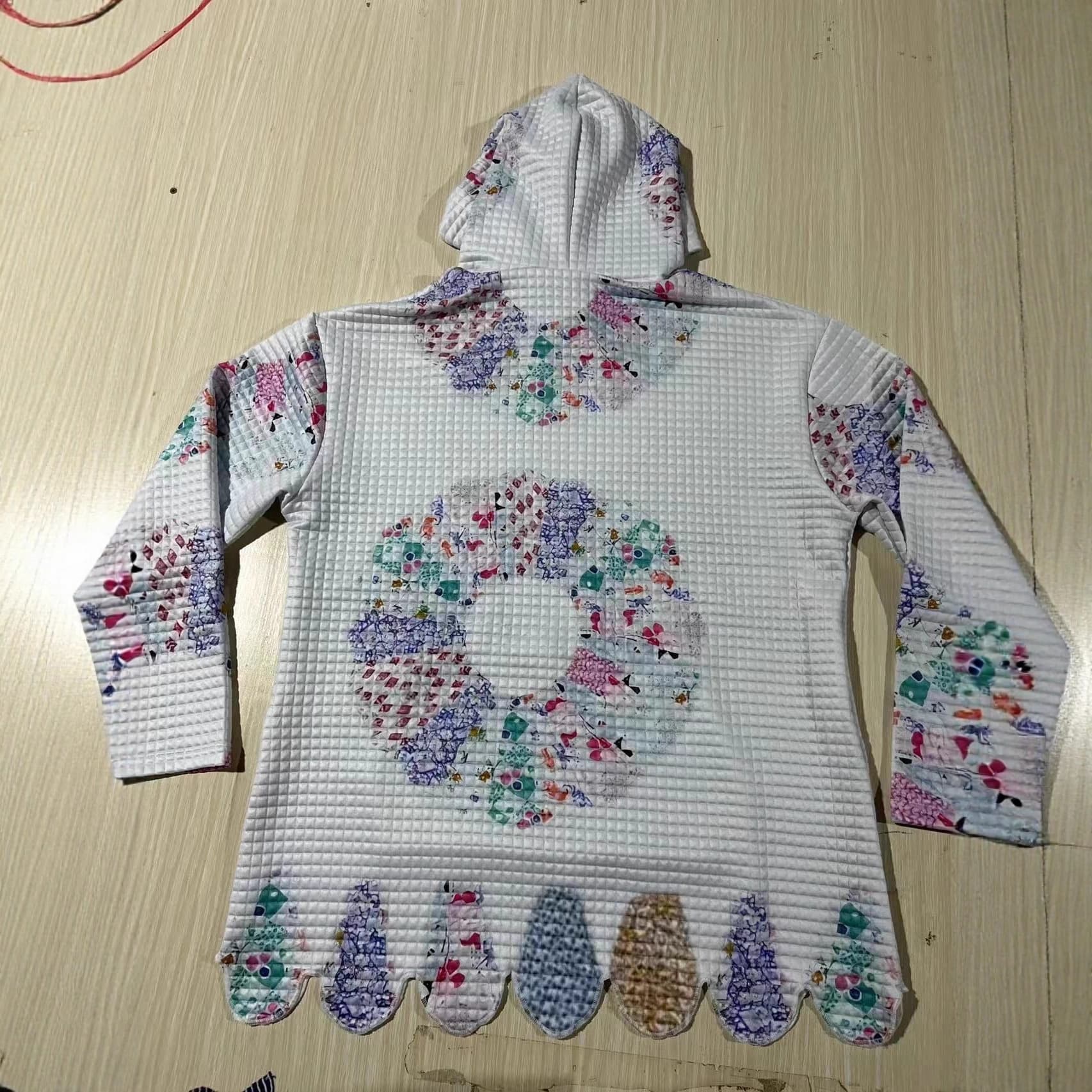 Womens Printed Small-Plaid Hooded Sweatshirt