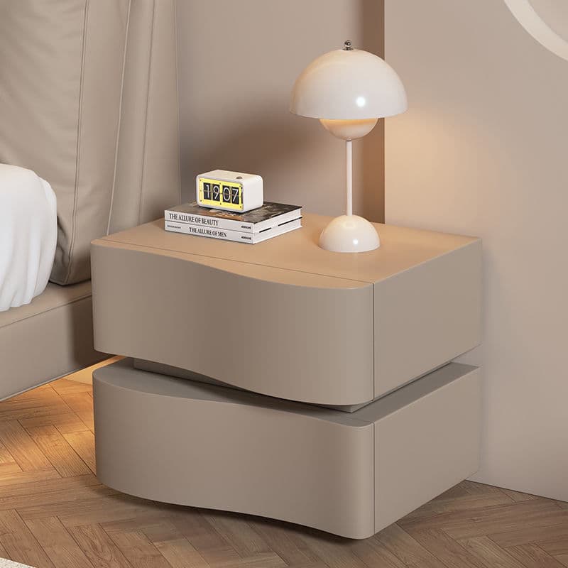 Cream Style Bedside Table - Modern Minimalist Nightstand with Storage for Bedroom Home Decor
