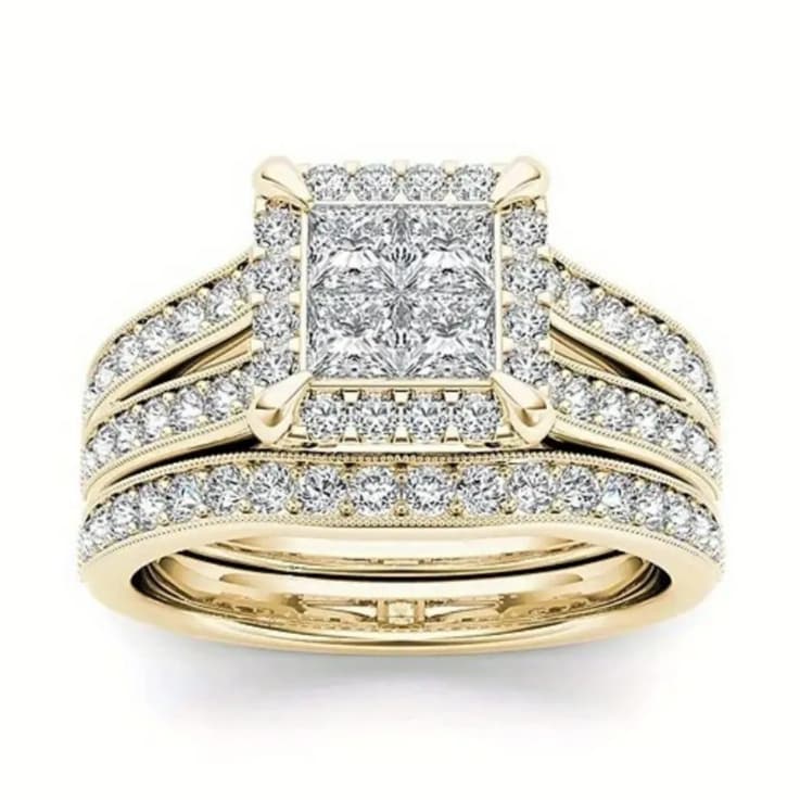 Gold-plated Zircon-inlaid Ring For Women